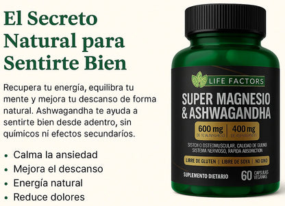 Suplemento Magnesio + Ashwagandha 600Mg