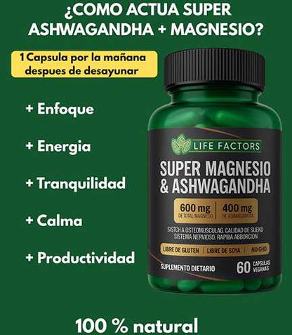 Suplemento Magnesio + Ashwagandha 600Mg